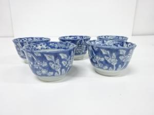 古伊万里　白抜き　染付　向付　5客